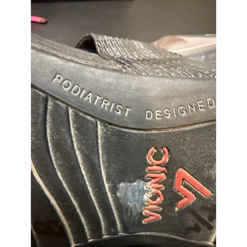 Vionic Women's Lizard Skin Wedge Sandals Size 8 1/2  Black Rio EUC - Picture 7 of 8